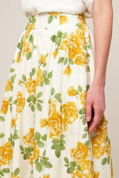 Every Sunday Cream Woven Midi Skirt