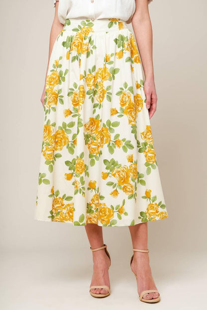 Every Sunday Cream Woven Midi Skirt