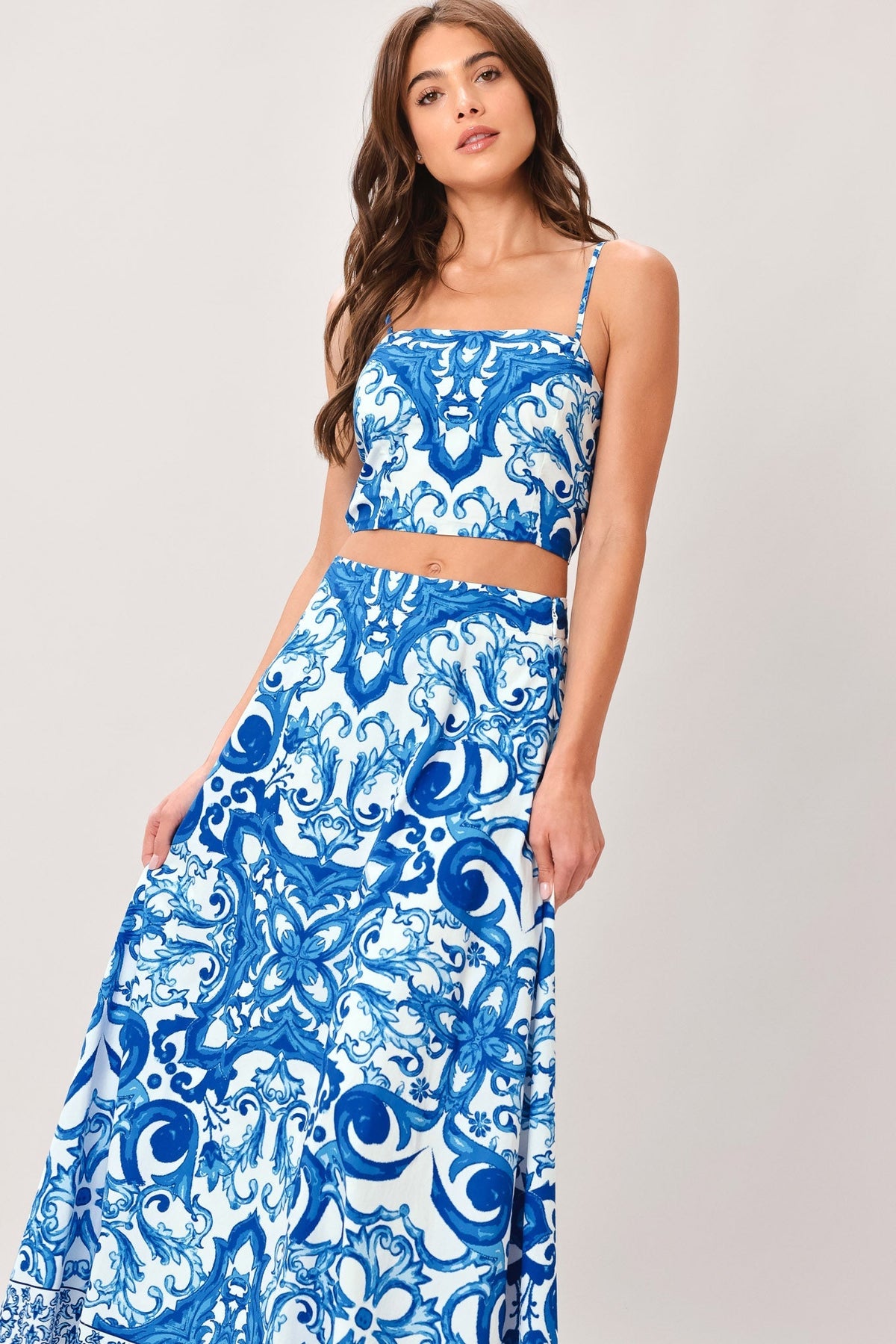Coastal Mosaic Woven Midi Circle Skirt