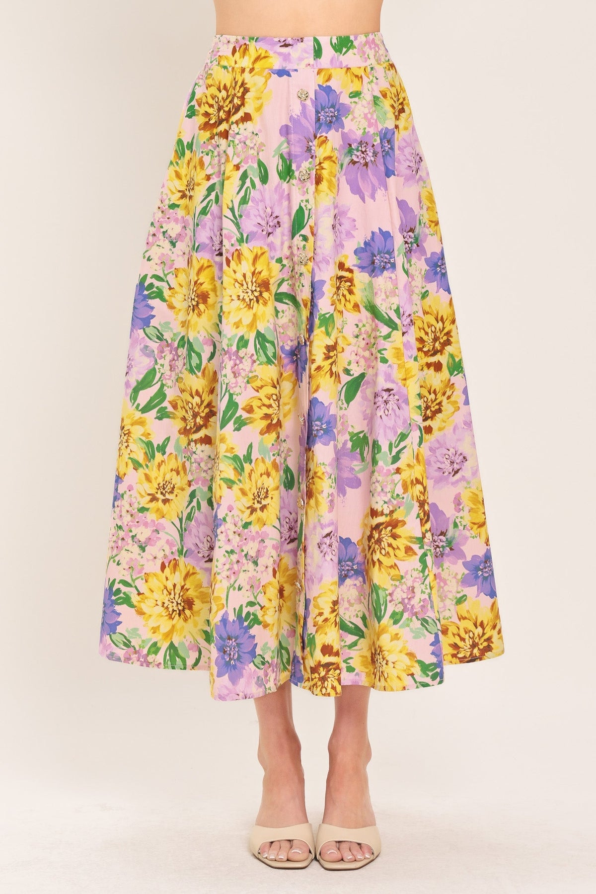 Blossom Market Woven Full Midi Skirt