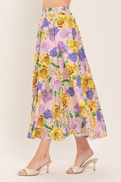 Blossom Market Woven Full Midi Skirt