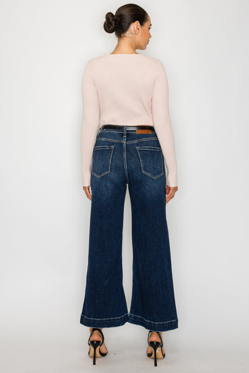 Camille High Rise Cropped Palazzo Jeans