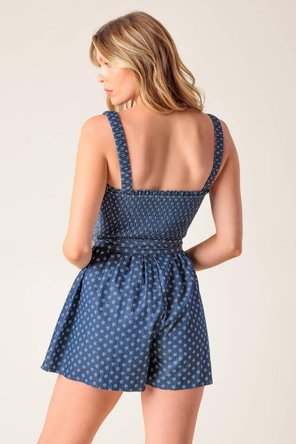 Full Focus Denim Woven Romper