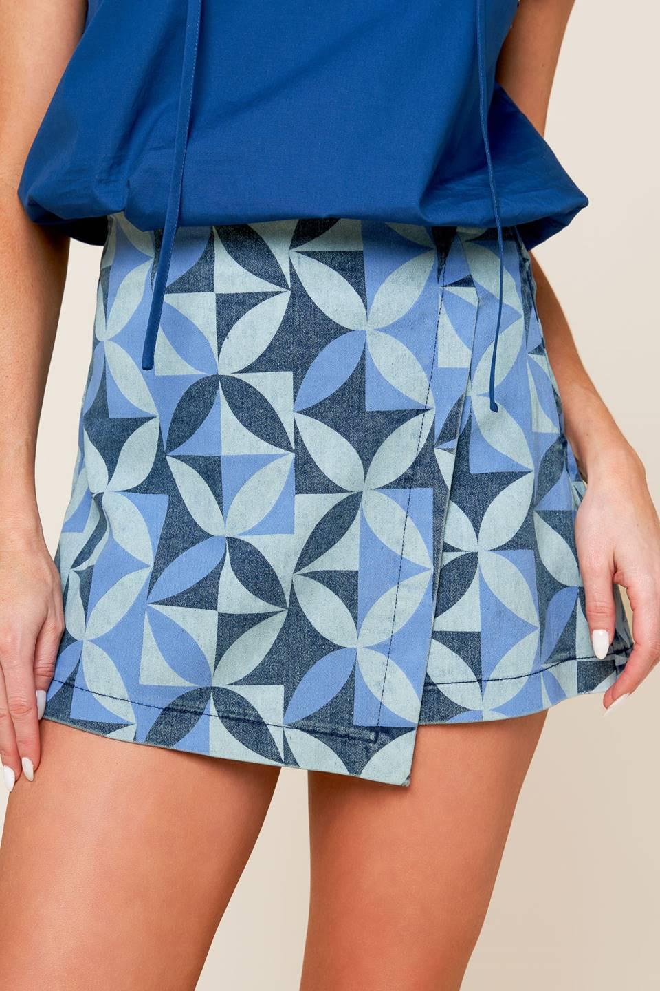 Enticing Darling Blue Denim Skort