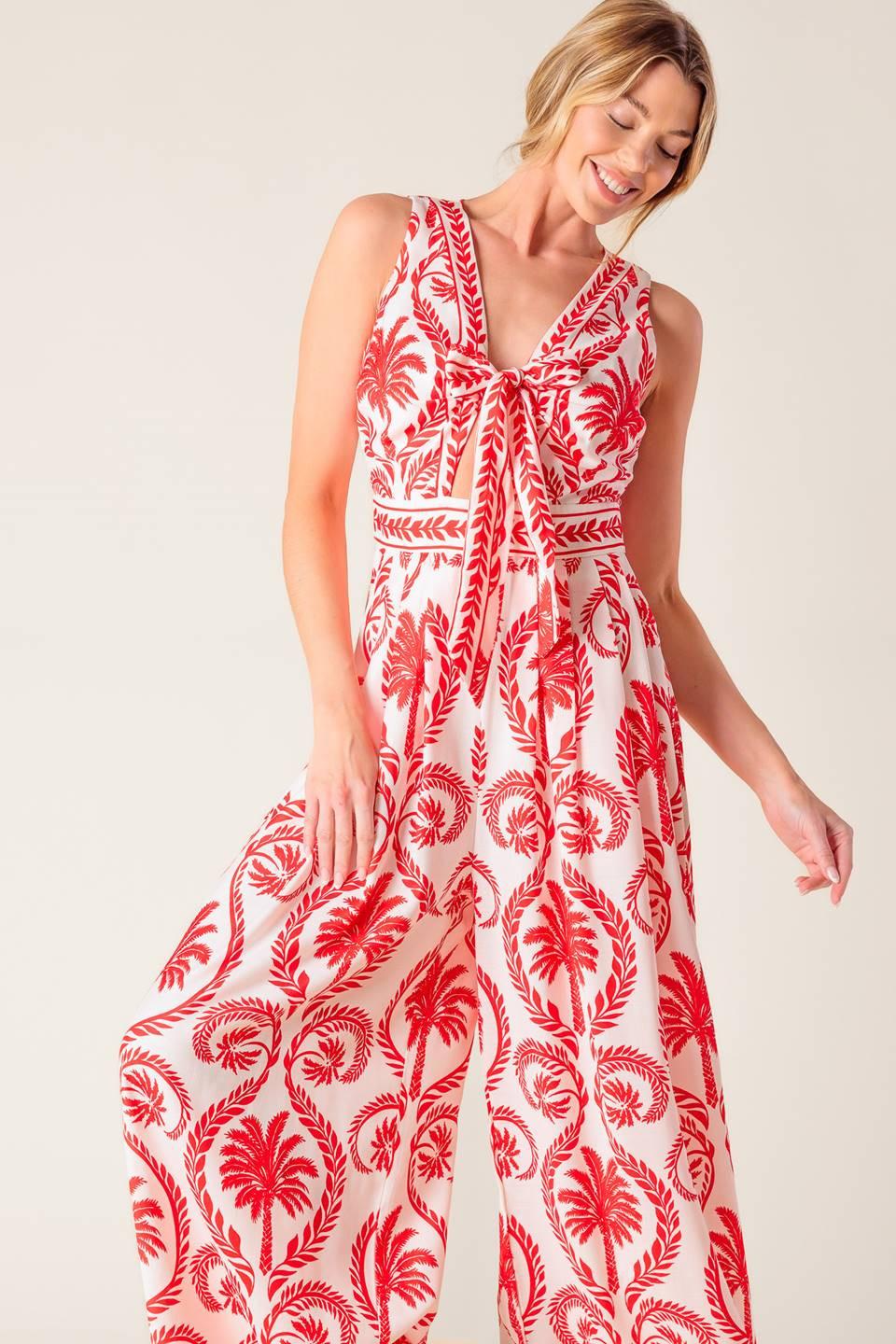 Colette Dream Red Woven Jumpsuit