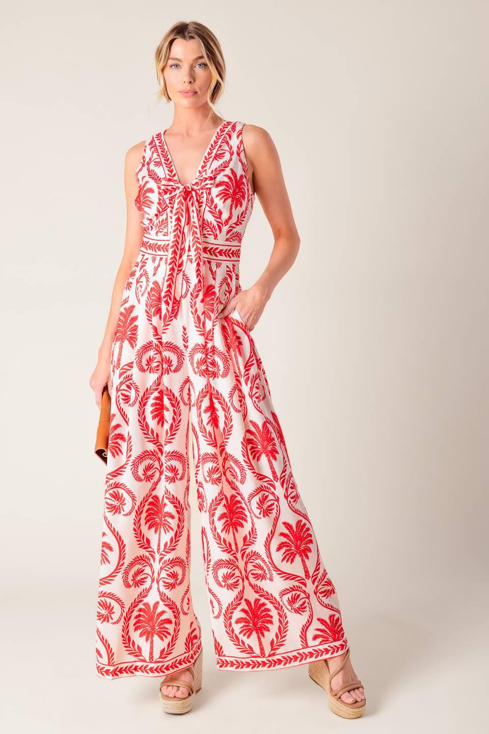 Colette Dream Red Woven Jumpsuit