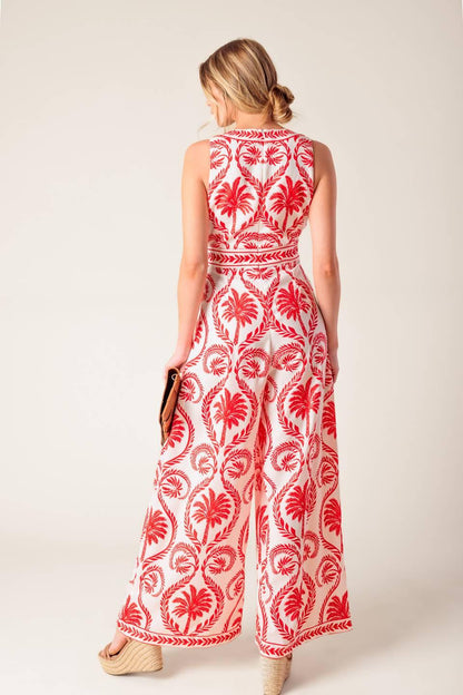 Colette Dream Red Woven Jumpsuit