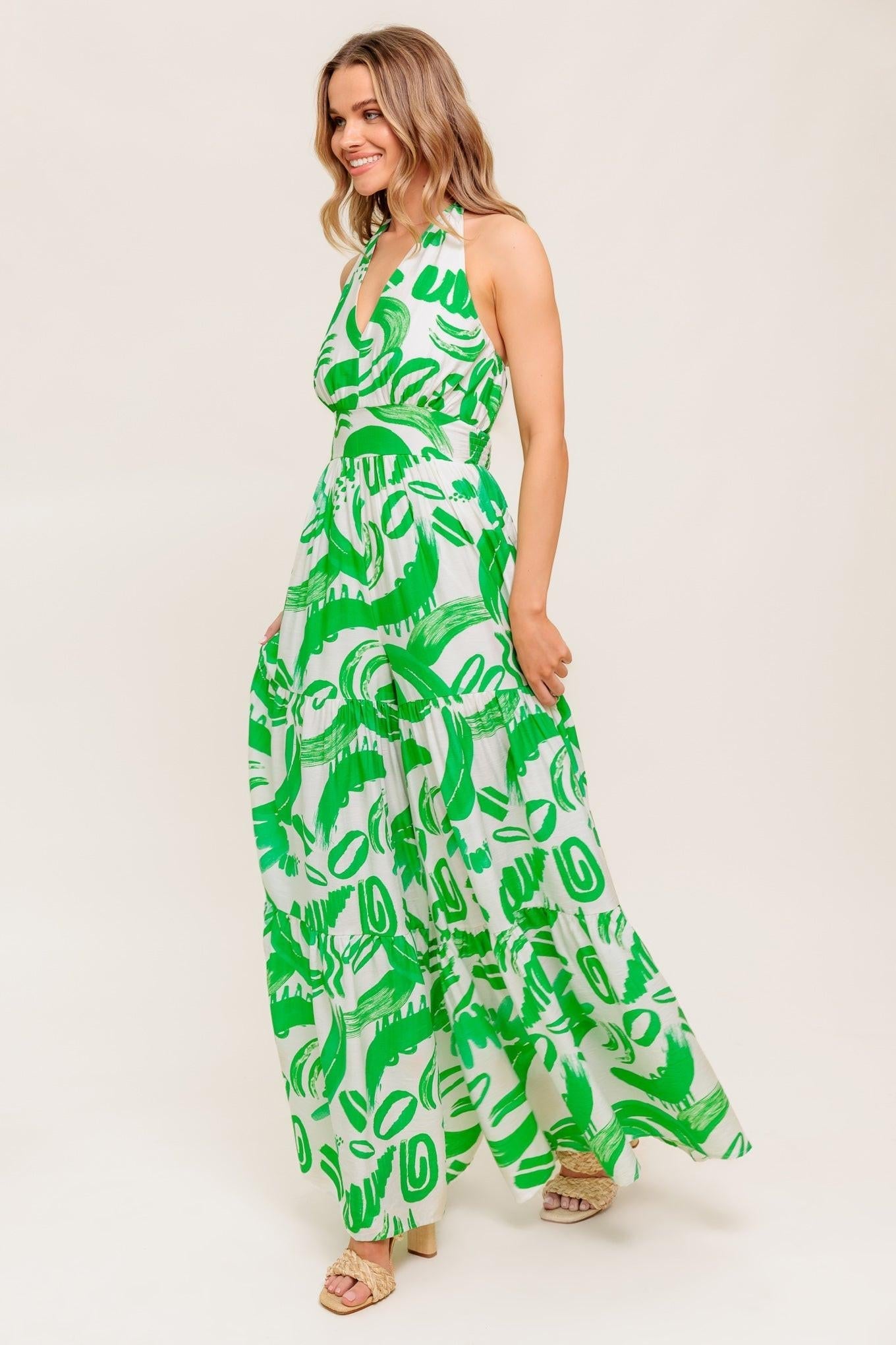 Garden Whisper Green Woven Jumpsuit