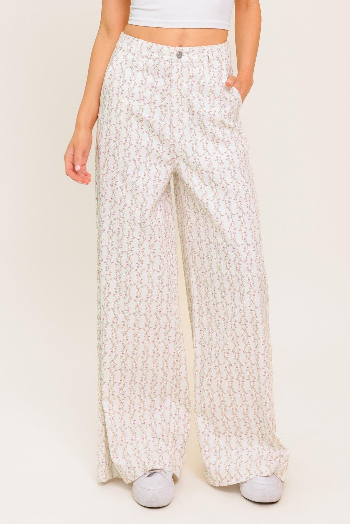 Citrus Flow Ivory Woven Pants