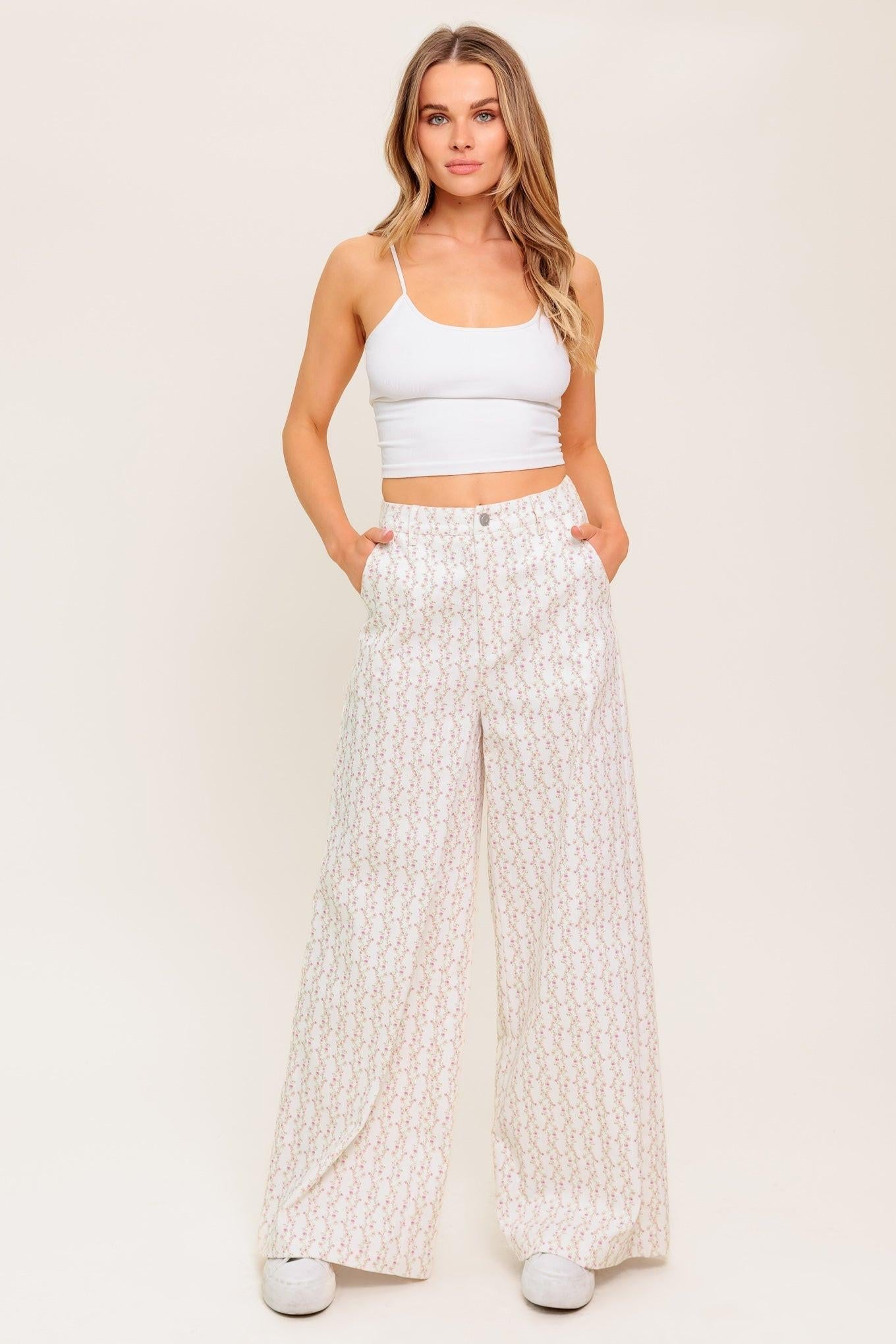 Citrus Flow Ivory Woven Pants