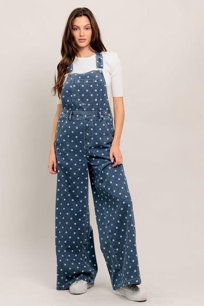 Everyday Polka Overall Denim Jumpsuit