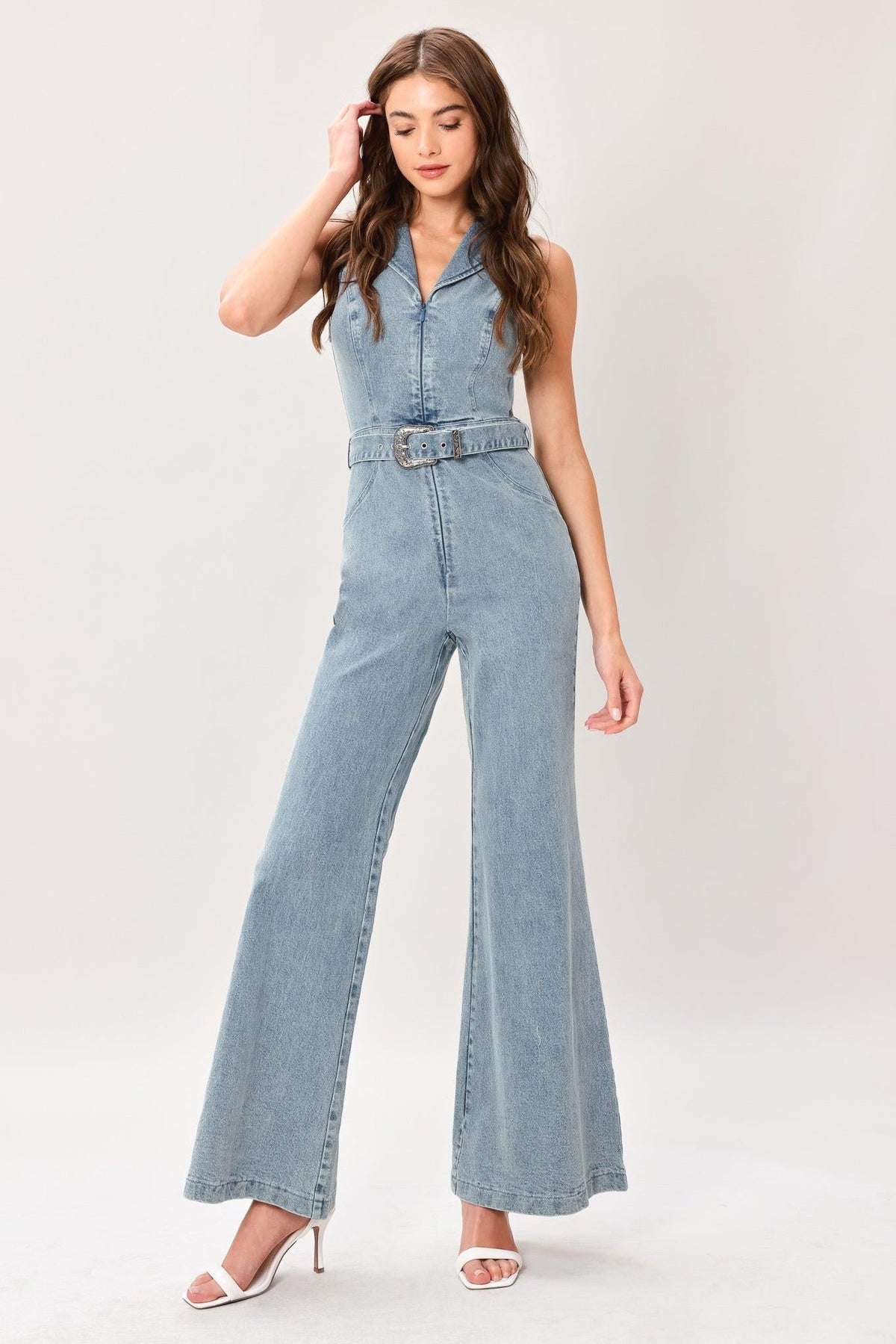 Flare Icon Denim Jumpsuit