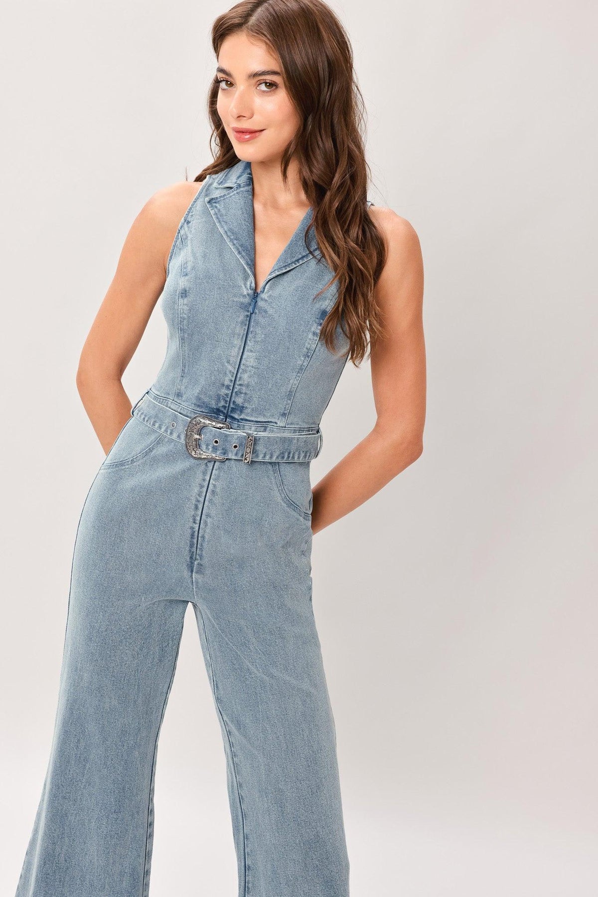 Flare Icon Denim Jumpsuit