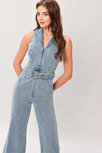 Flare Icon Denim Jumpsuit