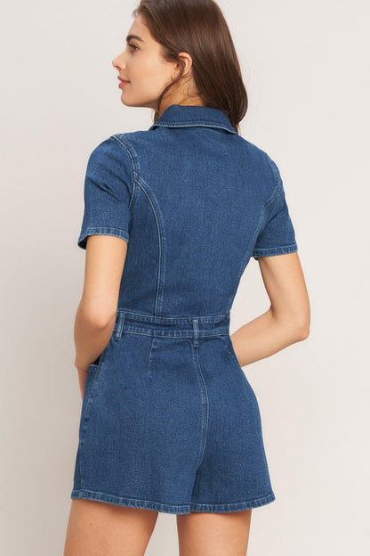 Casual Structure Denim Romper