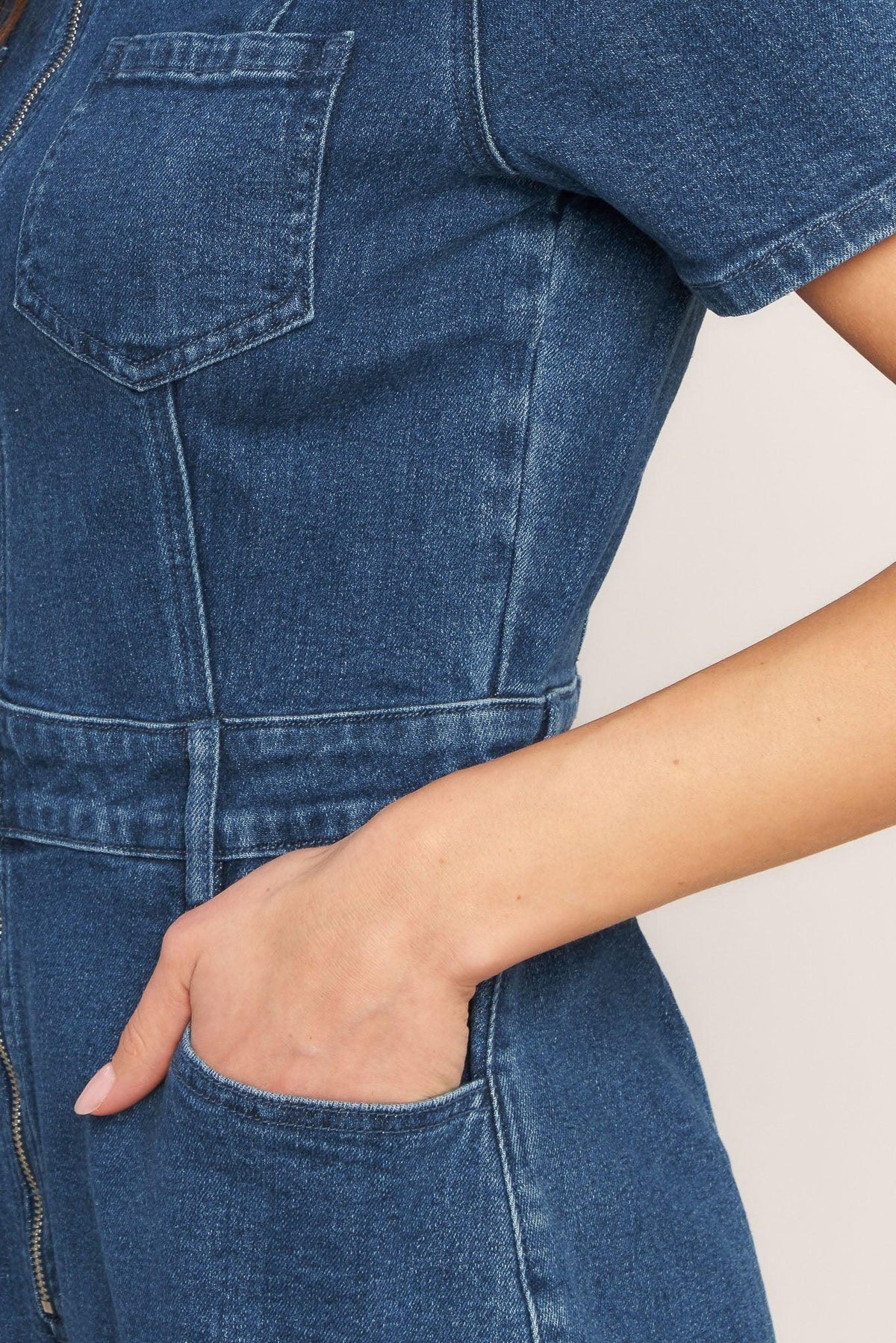Casual Structure Denim Romper
