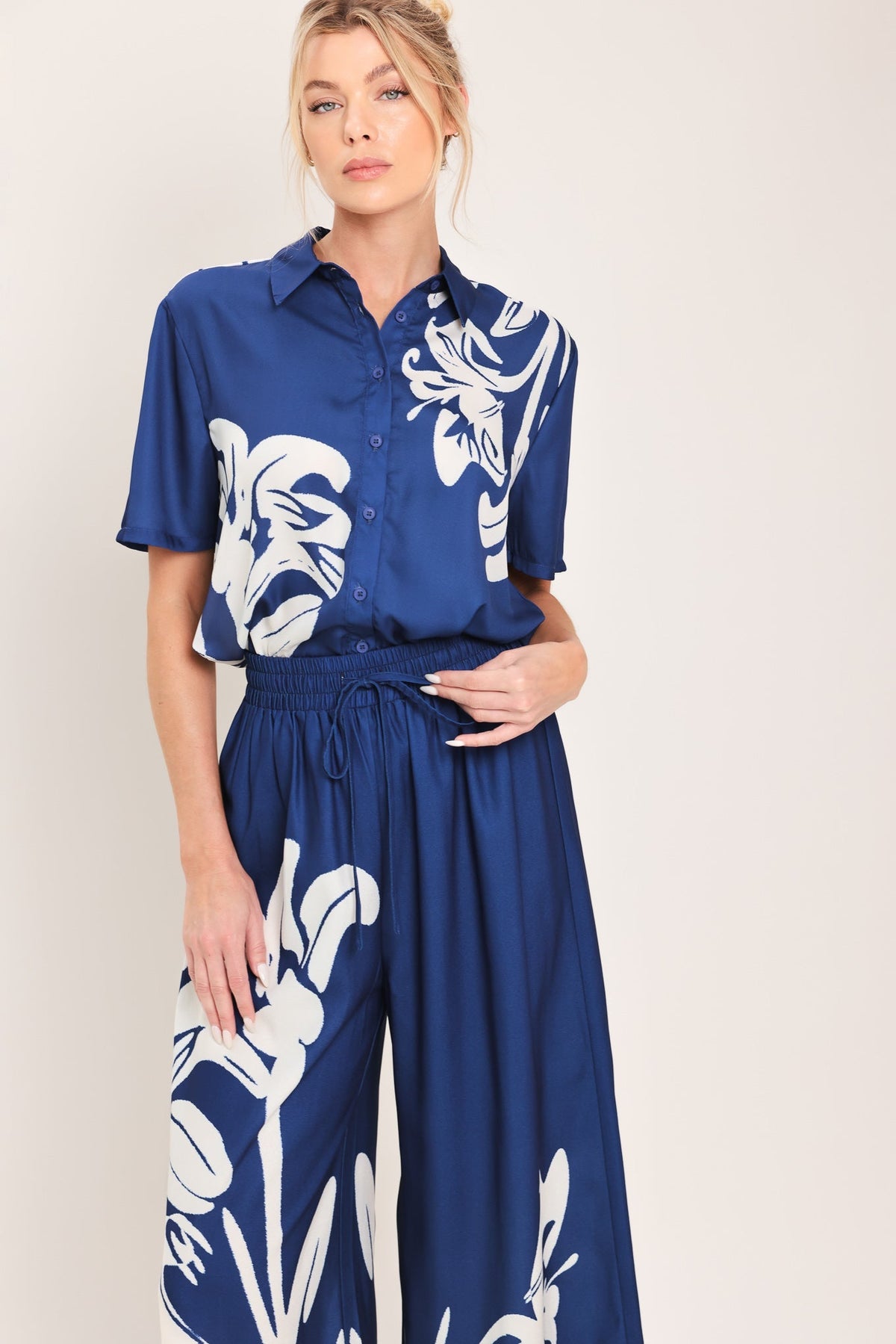 Coastal Bloom Woven Wide Pants