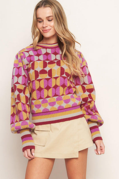Cheer You on Jacquard Sweater Top