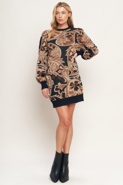 Baroque Havana Sweater Knit Mini Dress