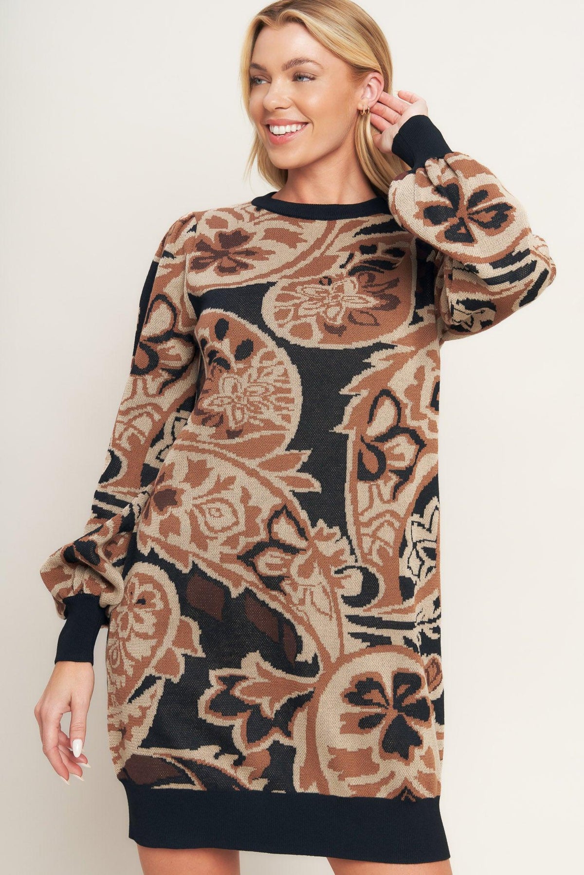 Baroque Havana Sweater Knit Mini Dress