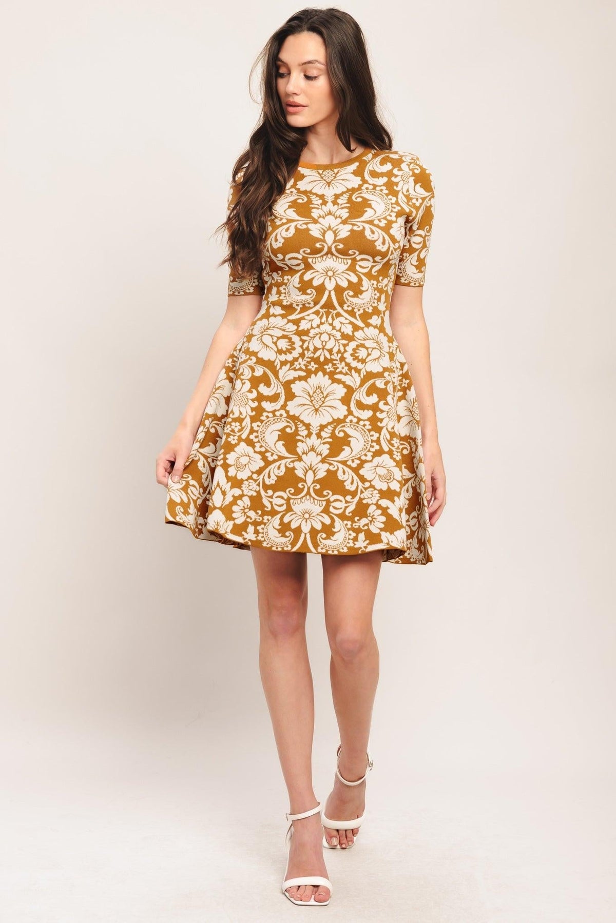 Amber Bloom Sweater Knit Mini Dress