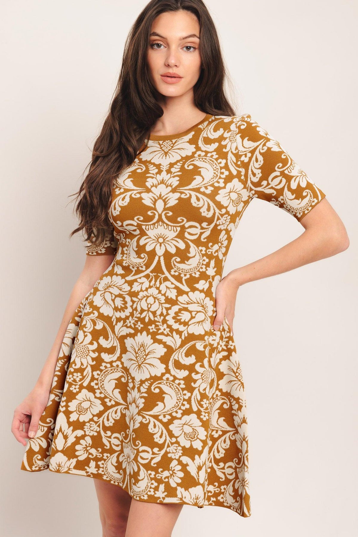 Amber Bloom Sweater Knit Mini Dress