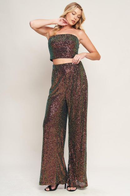Charming Composure Sequin Top and Bottom Set