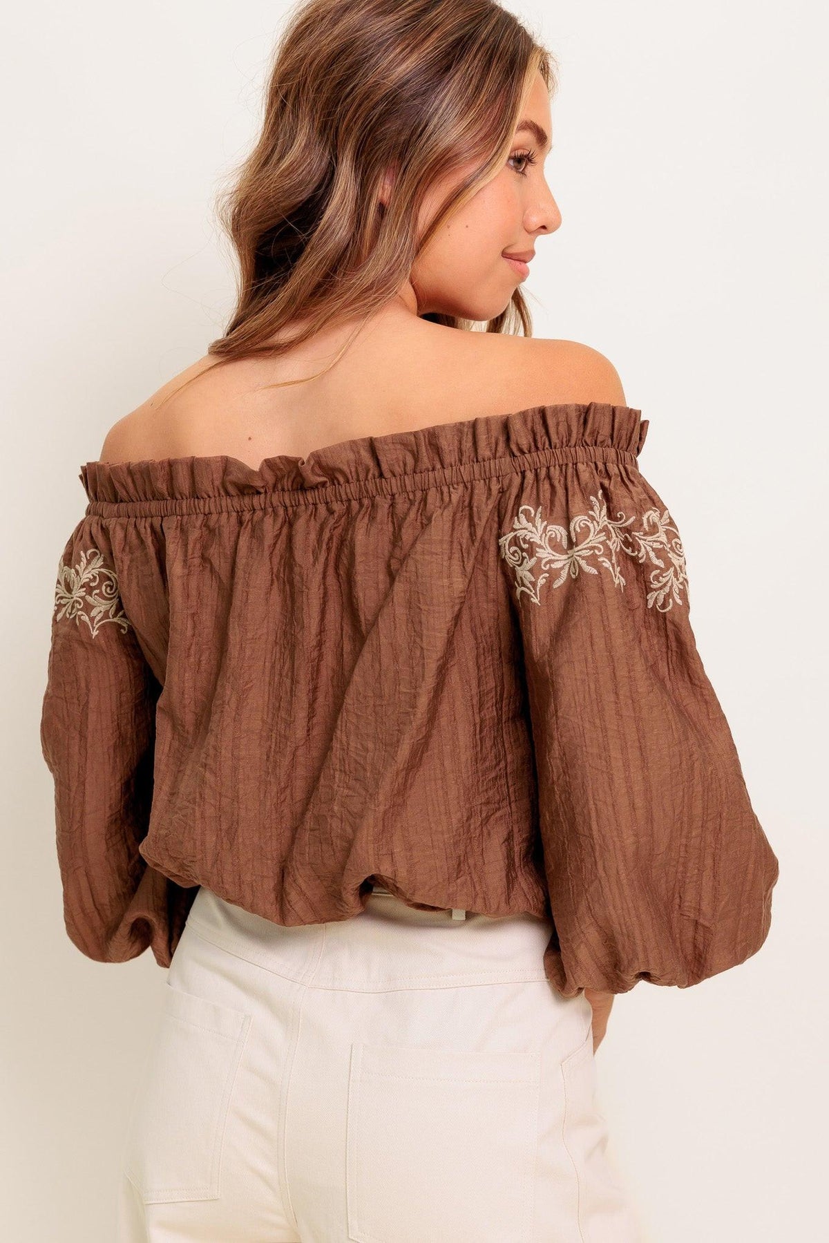 Full Speed Ahead Brown Woven Top