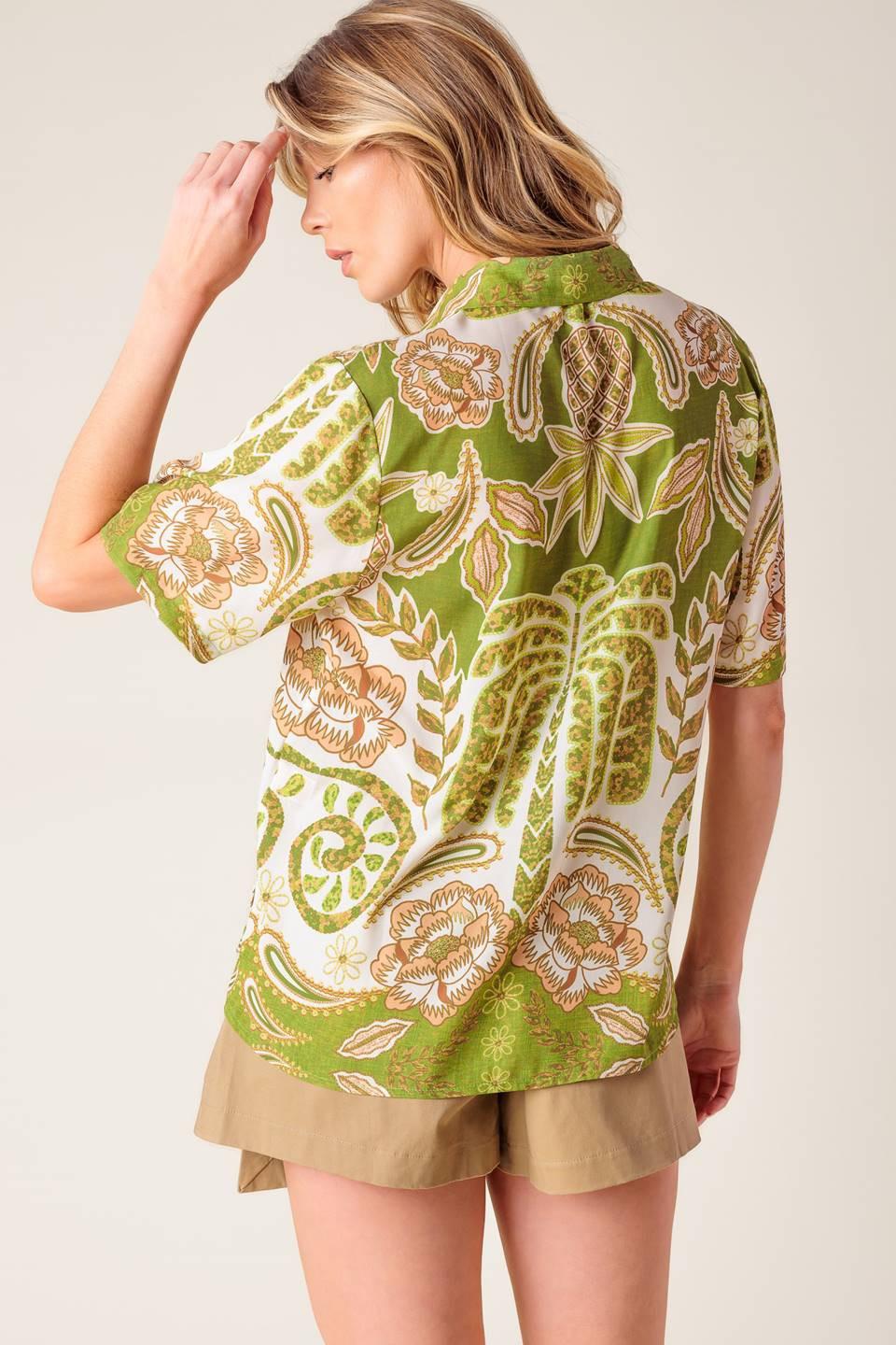 Distant Echoes Green Woven Shirt