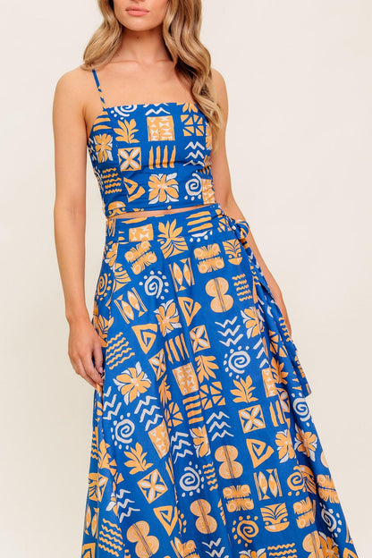 Dewdrop Silence Woven Top and Skirt Set