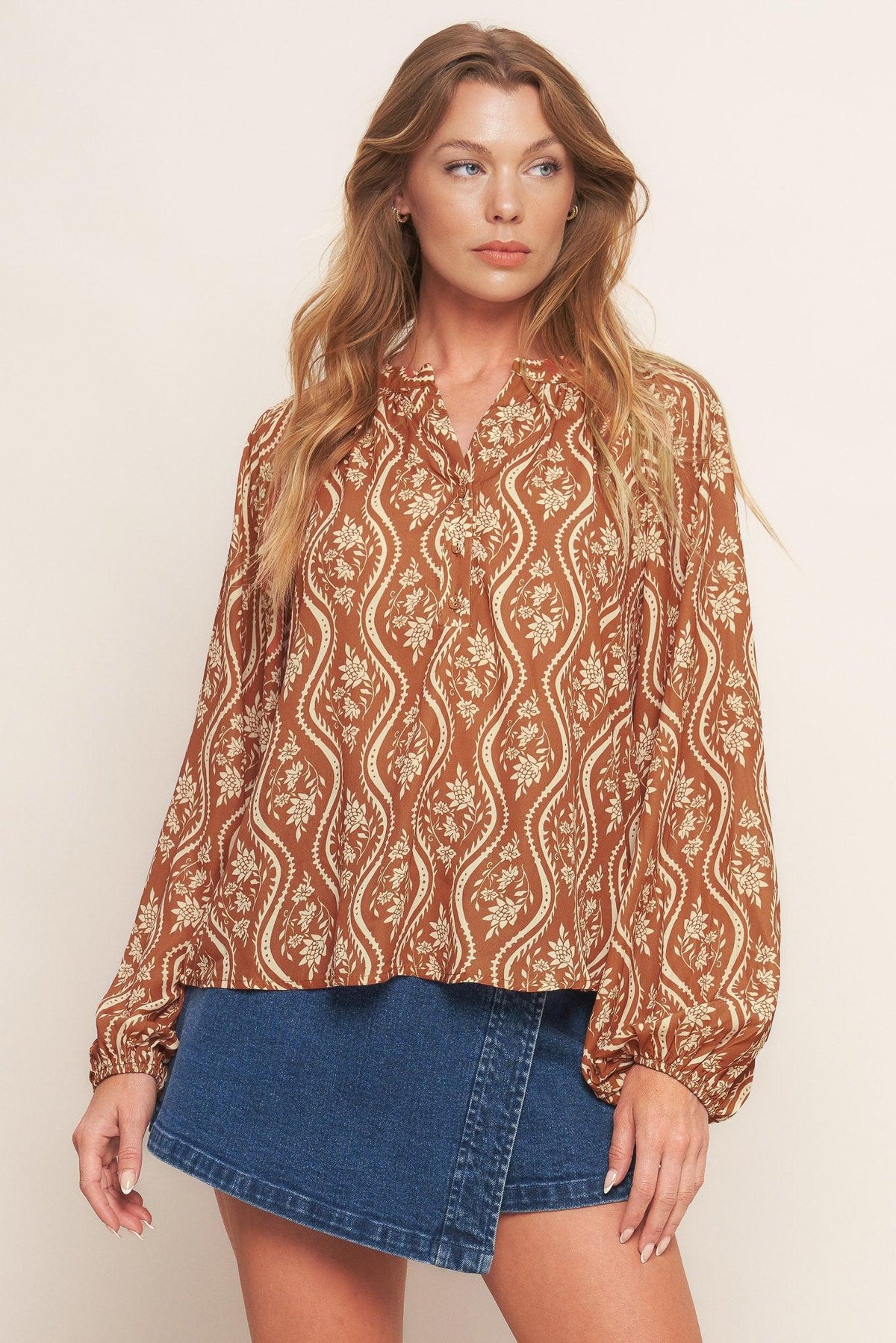 Angelic Sweetie Brown Woven Top