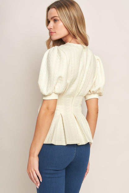 Cream Twist Woven Top