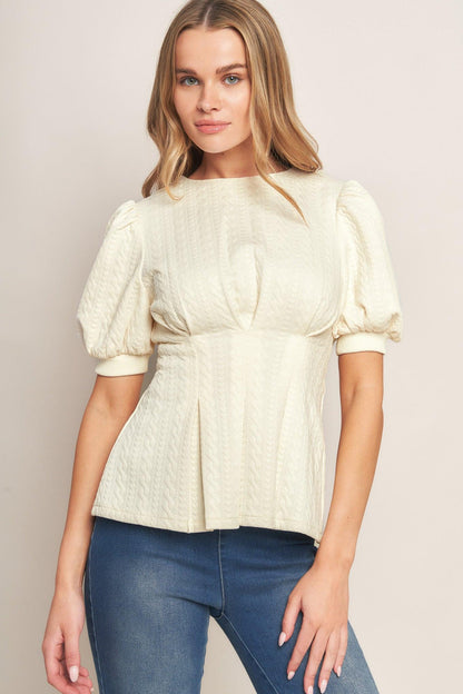 Cream Twist Woven Top