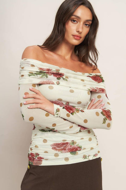 Cream & Bloom Delight Power Mesh Top