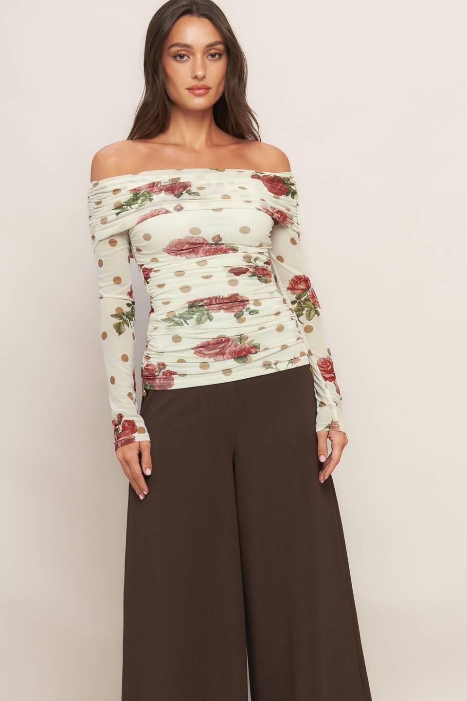 Cream & Bloom Delight Power Mesh Top