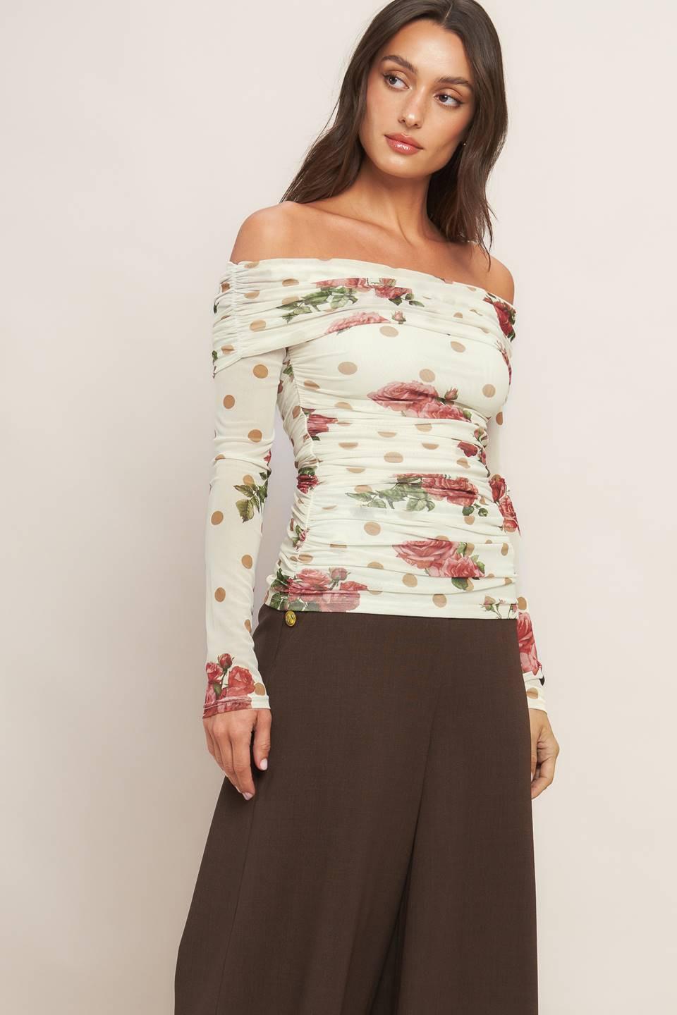Cream & Bloom Delight Power Mesh Top