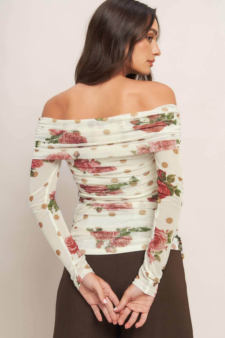 Cream & Bloom Delight Power Mesh Top