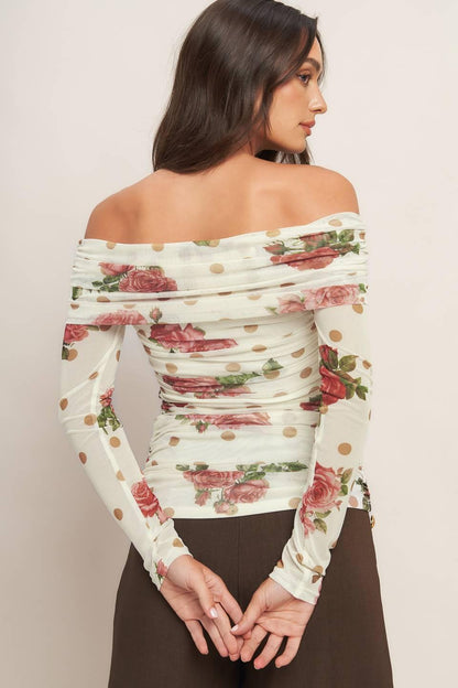 Cream & Bloom Delight Power Mesh Top