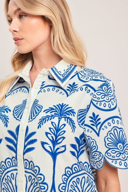 Coastline Palm Woven Top