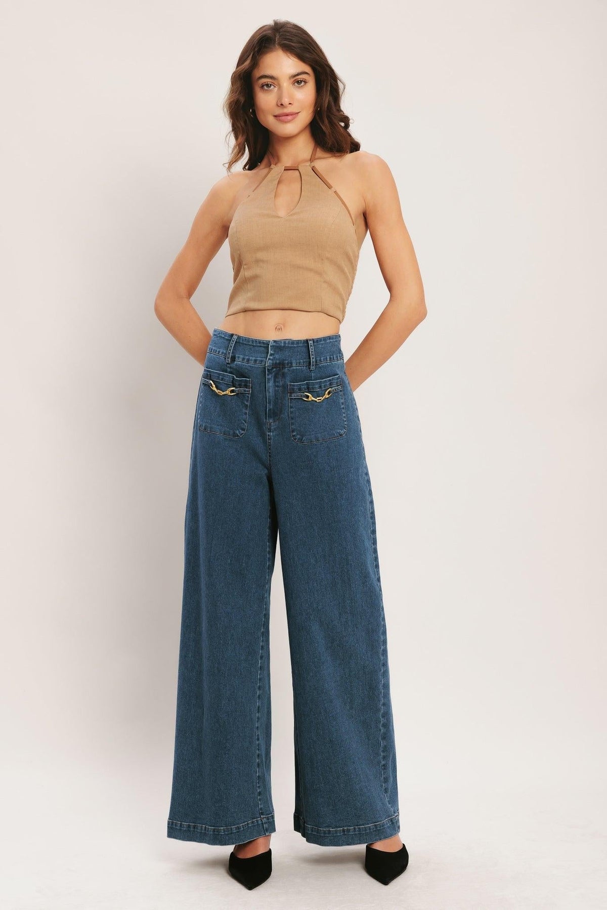 Caramel Coast Woven Crop Top