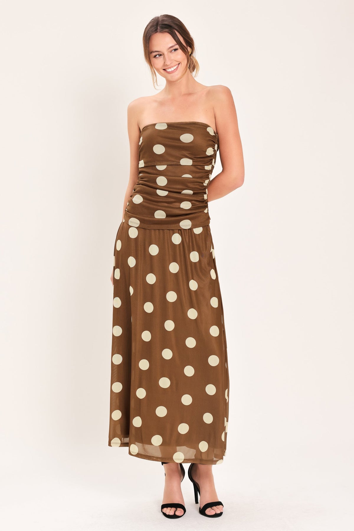 French Girl Polka Dot Power Mesh Tube Top