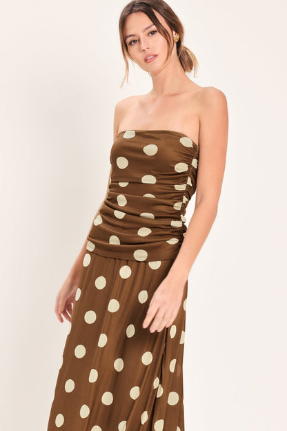 French Girl Polka Dot Power Mesh Tube Top