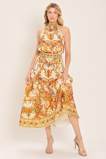 Antique Bloom Woven Halter Top