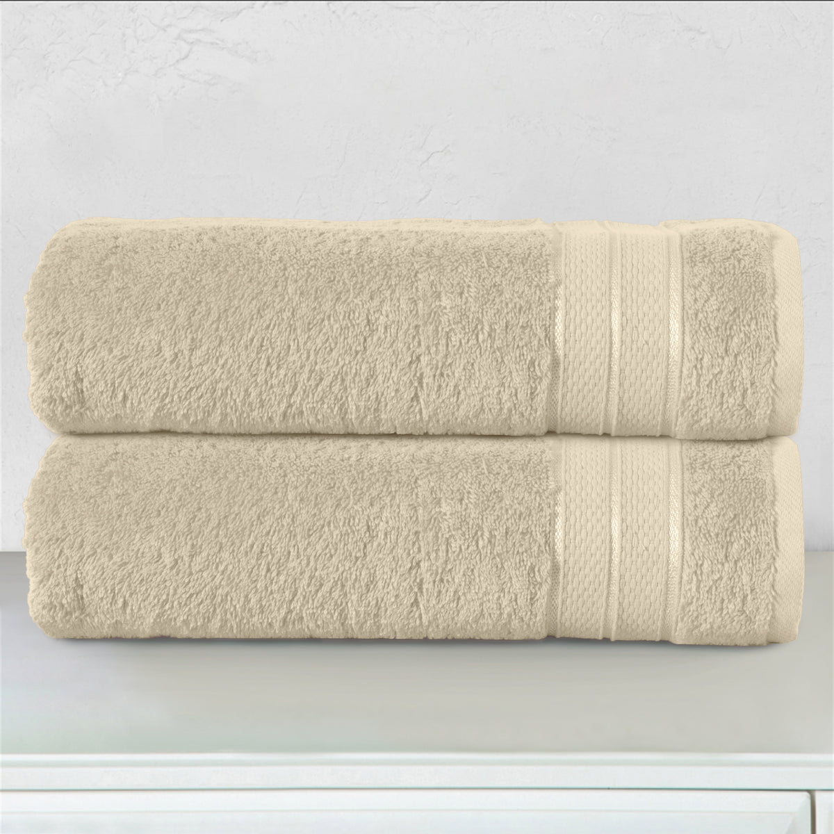 Elegant Comfort 2-Piece Turkish Cotton Three Line Popcorn Bath Towel Set, 27 x 54 inch