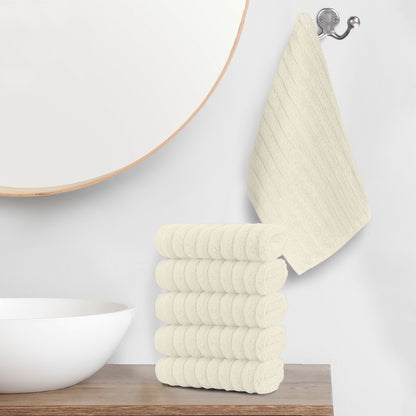 Elegant Comfort 6-Pack Premium Turkish Cotton Corduroy Stripe Washcloths Set, 13 x 13 inch