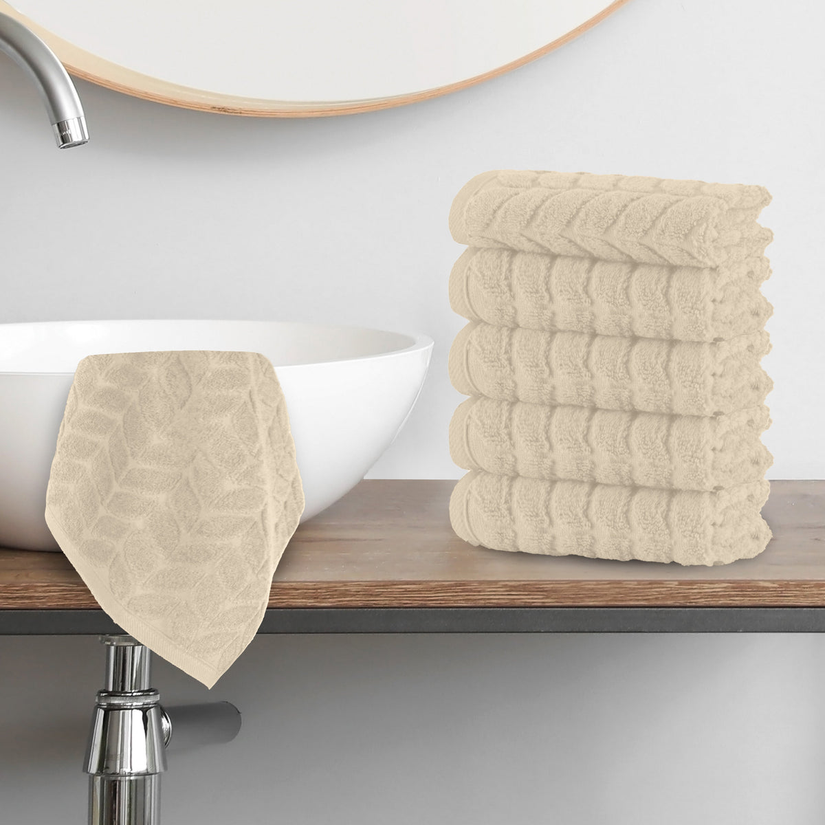 Elegant Comfort 6-Pack Premium Turkish Cotton Braided Washcloths Set, 13 x 13 inch