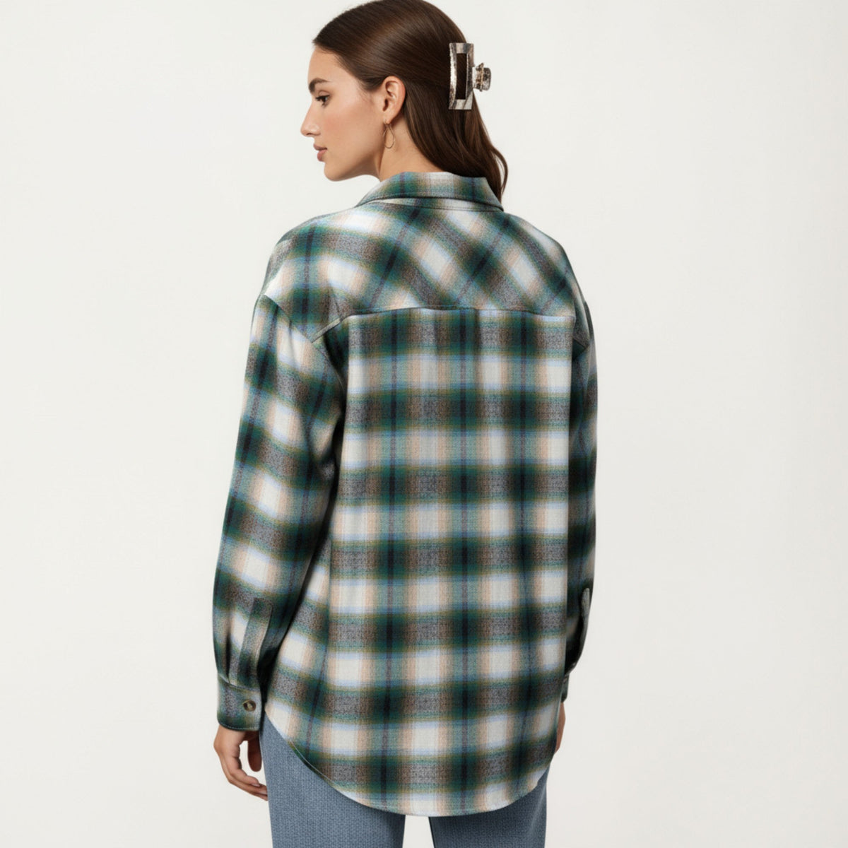 Anna-Kaci Women's Long Sleeve Plaid Button-Up Shirt with Chest Pockets