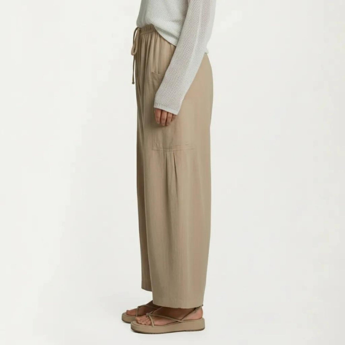 Anna-Kaci Women's Wide Leg Drawstring Pants with Elastic Waistband, Utility Pockets and Relaxed Fit