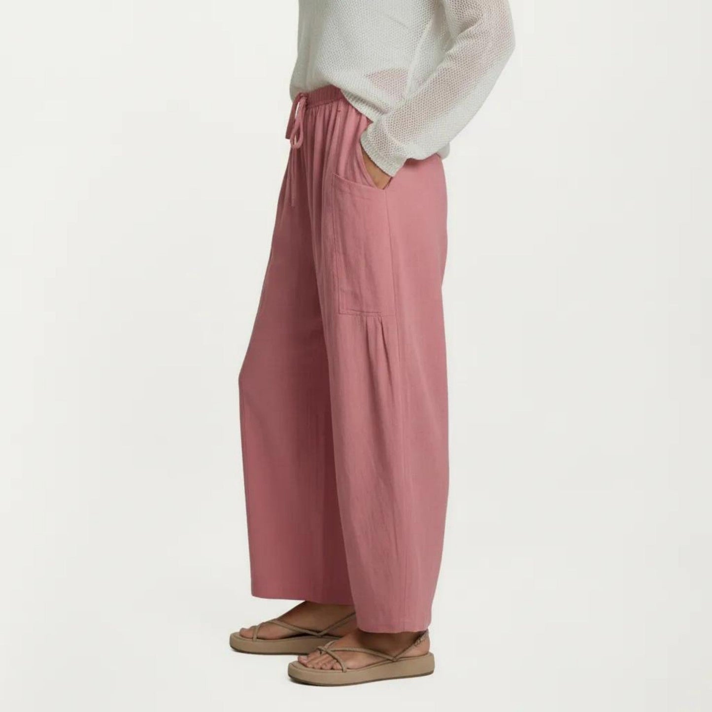 Anna-Kaci Women's Wide Leg Drawstring Pants with Elastic Waistband, Utility Pockets and Relaxed Fit