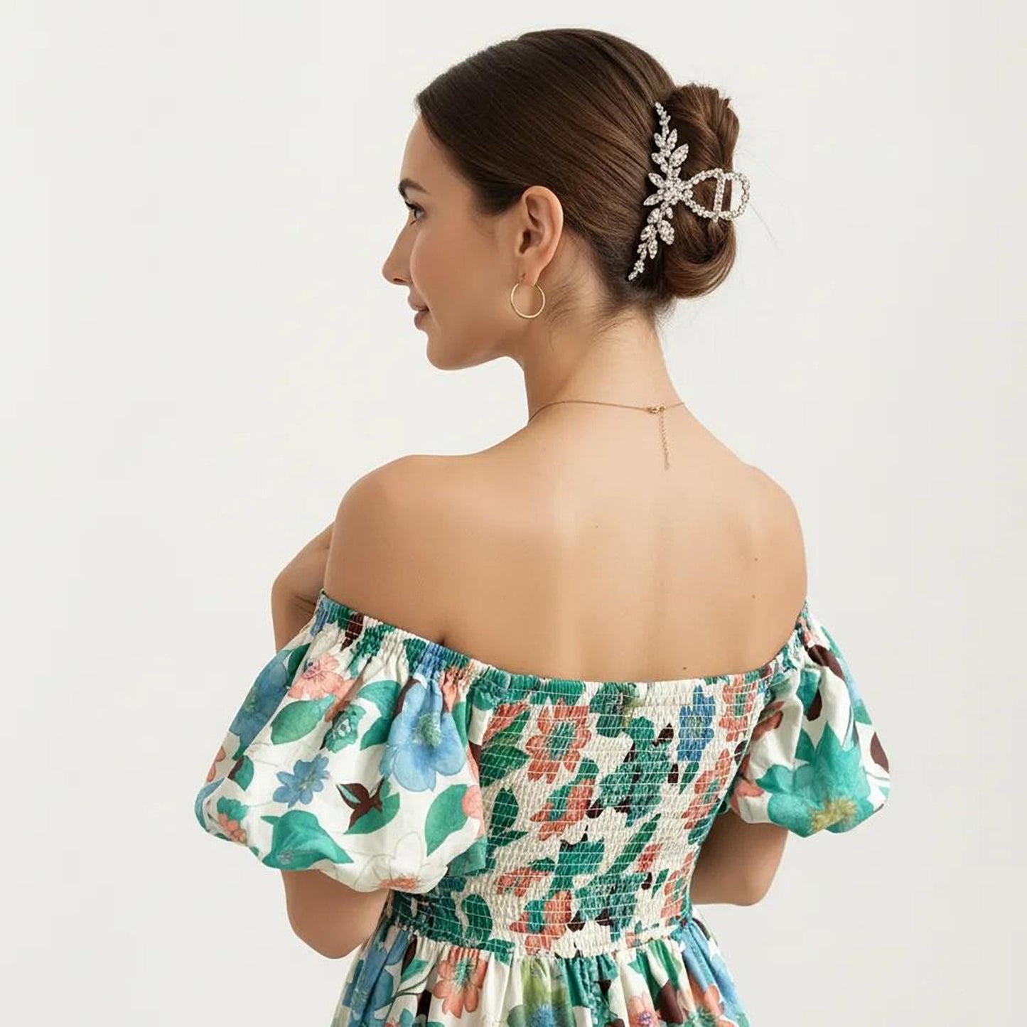 Anna-Kaci Women's Off Shoulder Maxi Dress with Smocked Bodice and Tiered Skirt